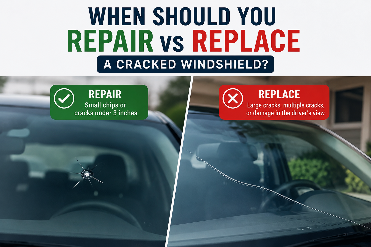 When to repair or replace windshield